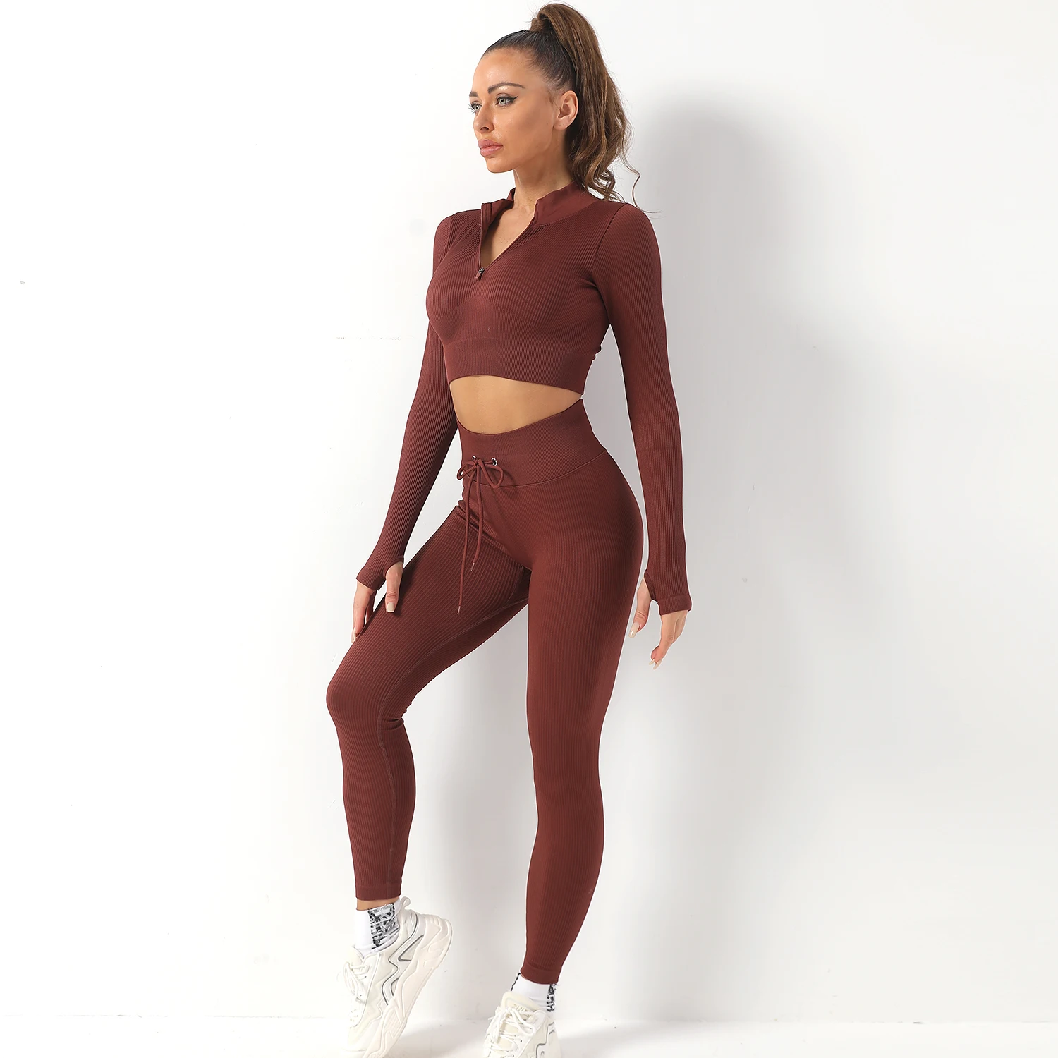 Wholesale Customer Logo Women Fitness Clothing Ribbed Seamless Set Tight Gym Active Wear Solid Color 2 Piece Workout Yoga Set
Wholesale Customer Logo Women Fitness Clothing Ribbed Seamless Set Tight Gym Active Wear Solid Color 2 Piece Workout Yoga Set