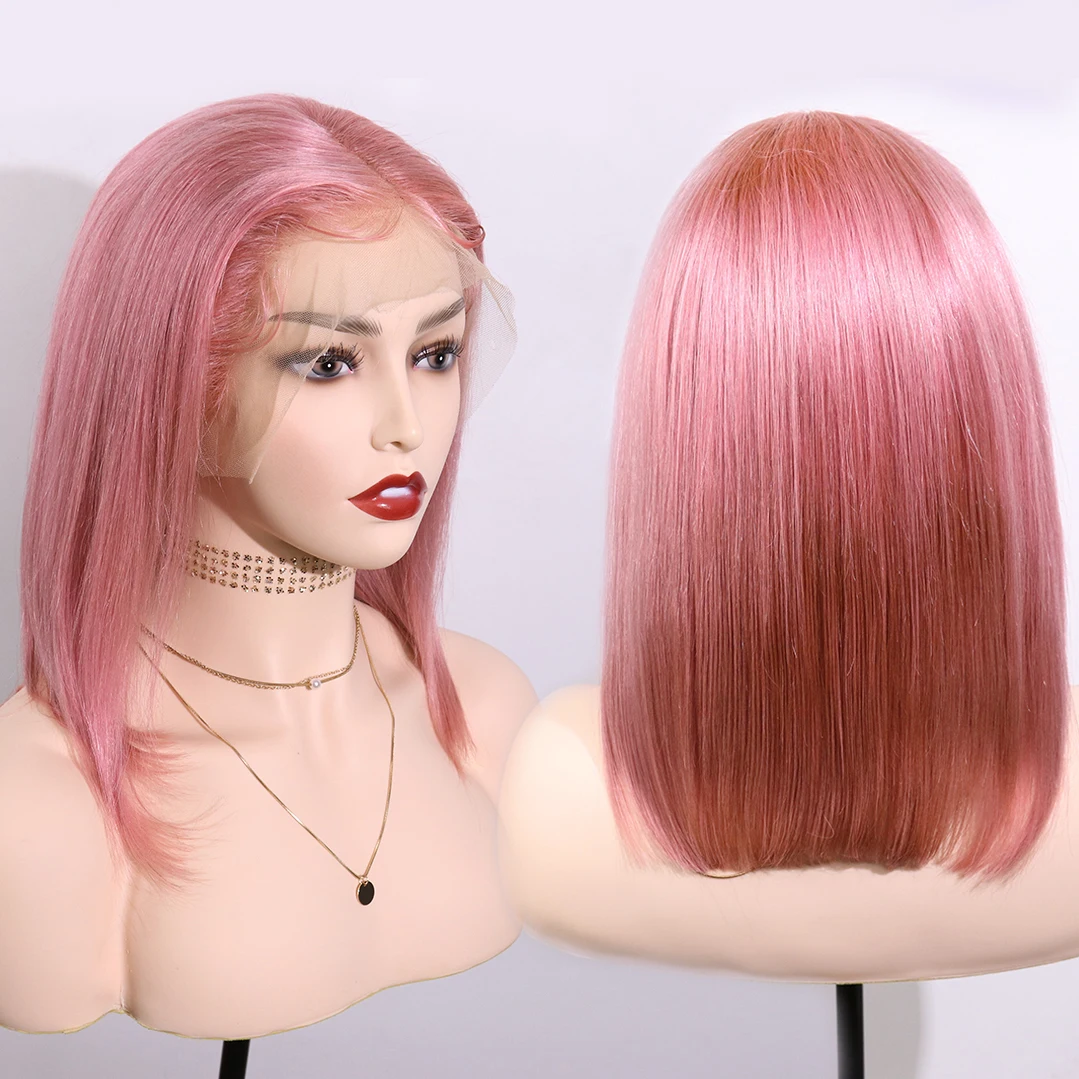 Sweet Pink Bob Straight Hair 100% Brazilian Human Hair Lace Front Wig Glueless Halloween Cosplay Colored Wigs for Women
Sweet Pink Bob Straight Hair 100% Brazilian Human Hair Lace Front Wig Glueless Halloween Cosplay Colored Wigs for Women