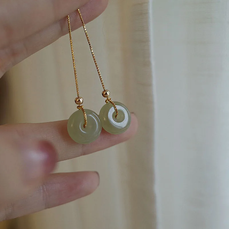 Vintage Long Box Chain Jade Earrings Wire Luxury Women's Green Round Jade Dangle Earrings Jewelry For Gift
Vintage Long Box Chain Jade Earrings Wire Luxury Women's Green Round Jade Dangle Earrings Jewelry For Gift