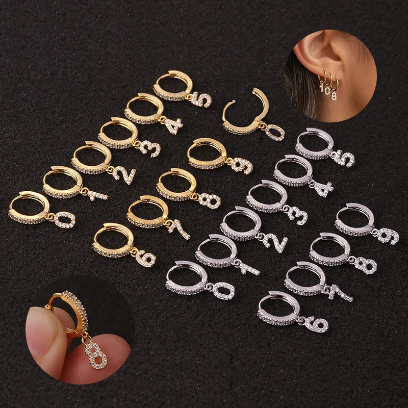 Wholesale Brass Women 0-10 Charm Personalised Zircon 18K Gold Number Earrings, Gold/silver
Wholesale Brass Women 0-10 Charm Personalised Zircon 18K Gold Number Earrings, Gold/silver