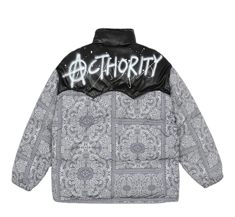 wholesale casual fashionable digital sublimation hip hop stylish bandana men's patchwork pu leather light puffer jacket, Customized color
wholesale casual fashionable digital sublimation hip hop stylish bandana men's patchwork pu leather light puffer jacket, Customized color