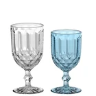 2020 New Arrival Embossed Machine Press Colored Wedding Vintage Goblet Glass Set Wine