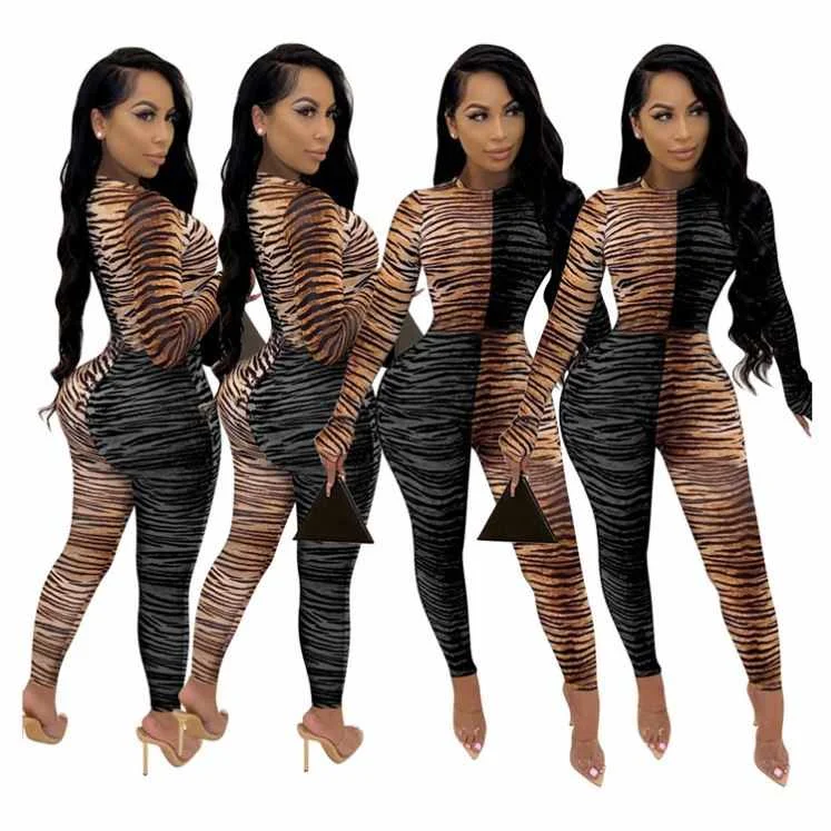 Contrast Color Tiger Print Sexy Long Sleeve Women Clothing Fashion Lady Romper Womens One Piece Jumpsuits
Contrast Color Tiger Print Sexy Long Sleeve Women Clothing Fashion Lady Romper Womens One Piece Jumpsuits