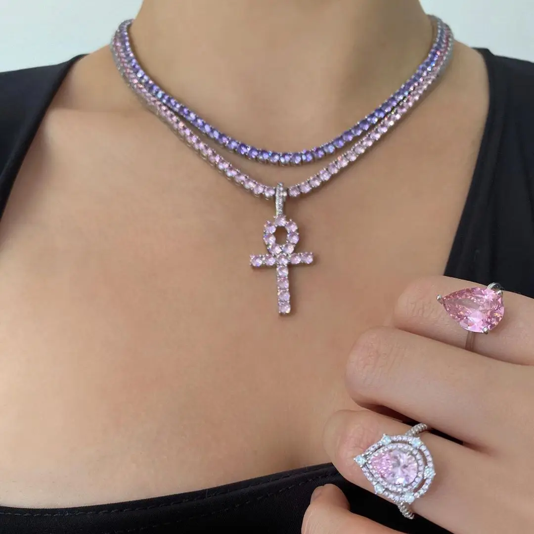 NEW ARRIVED high quality ice women jewelry silver plated prong set 5mm purple cz tennis necklace
NEW ARRIVED high quality ice women jewelry silver plated prong set 5mm purple cz tennis necklace