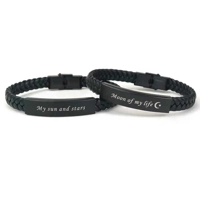 Simple Men Women Jewelry Fashion Black Gift Personal DIY Make logo Leather Bracelet Engraving braided leather bracelet, Black color
Simple Men Women Jewelry Fashion Black Gift Personal DIY Make logo Leather Bracelet Engraving braided leather bracelet, Black color