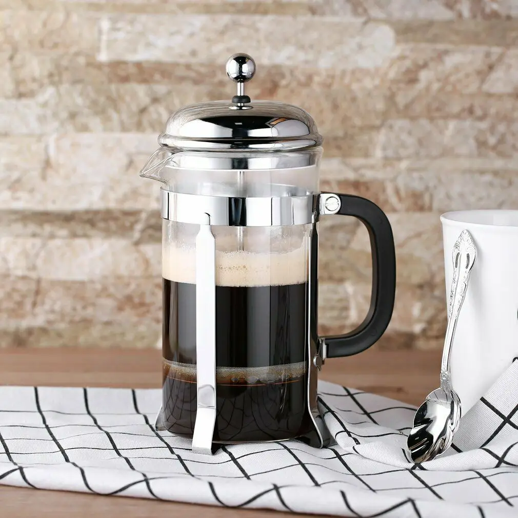 Stainless Steel Heat Resistant Borosilicate Glass French Press Cold Brew Coffee Maker
Stainless Steel Heat Resistant Borosilicate Glass French Press Cold Brew Coffee Maker
