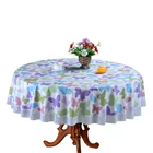 Custom Printed Table cloth Round Plastic PVC Christmas Tablecloth with 3 inch Lace Edge