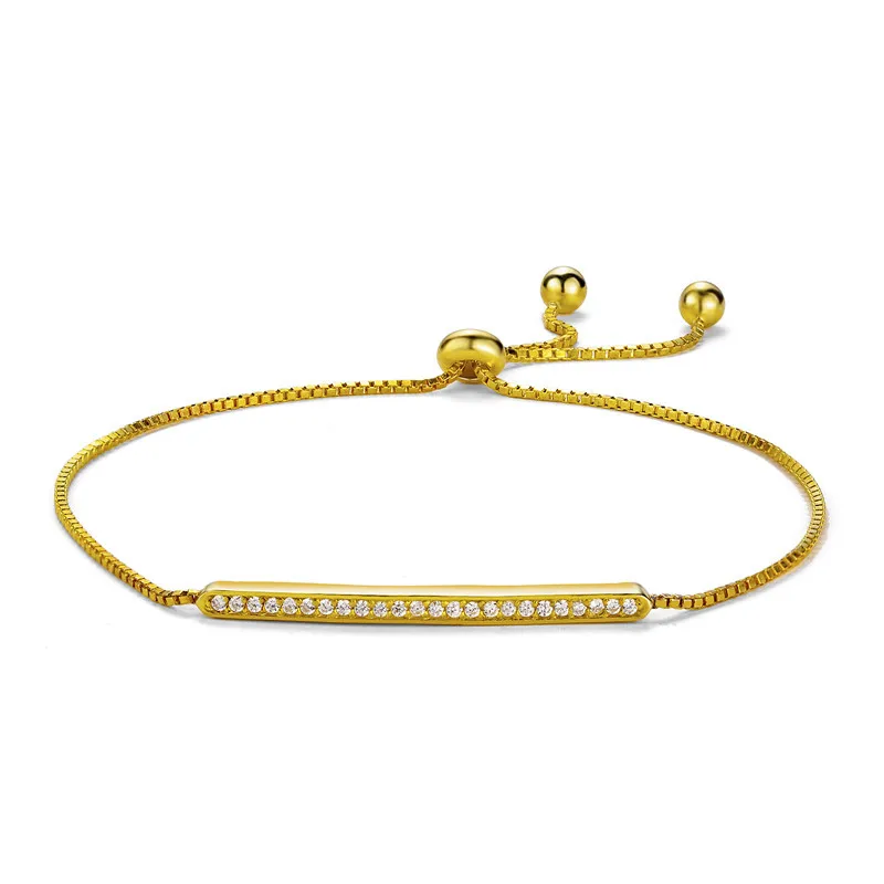 Best quality adjustable gold plated diamond bar pendant S925 sterling silver bracelet
Best quality adjustable gold plated diamond bar pendant S925 sterling silver bracelet