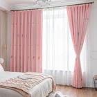 Innermor Pink Embroidered Curtain For bedroom Faux linen cute bear Curtains for living room Home Decor Customized