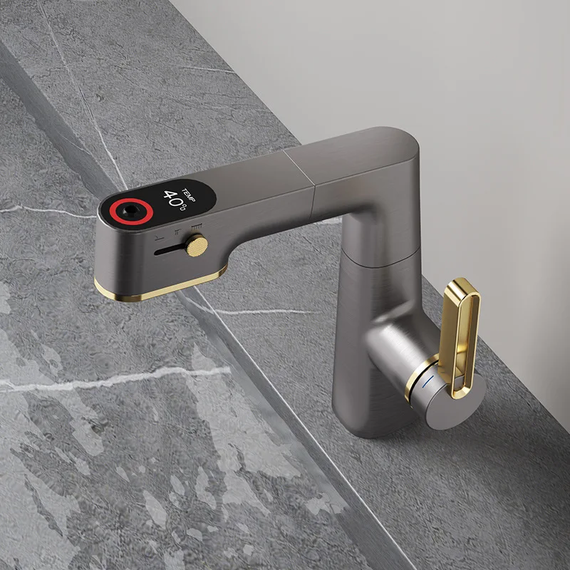 Gun gray toilet pull out digital display wash basin hot and cold faucet can be lifted free rotating faucet
Gun gray toilet pull out digital display wash basin hot and cold faucet can be lifted free rotating faucet