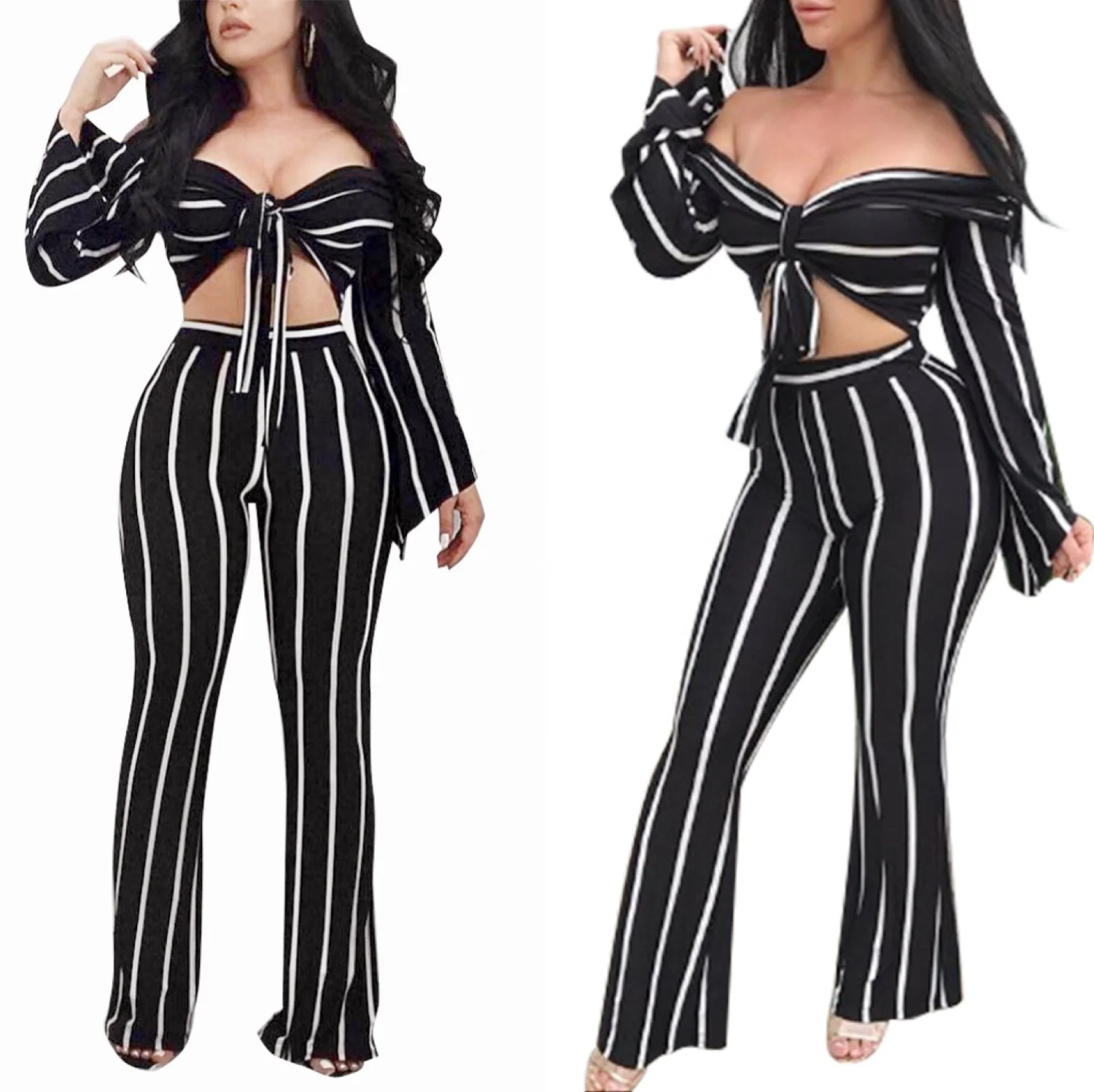 B62149A 2019 cross-border European and American women's wear for black and white stripe fashion two sets, Photo shows
B62149A 2019 cross-border European and American women's wear for black and white stripe fashion two sets, Photo shows