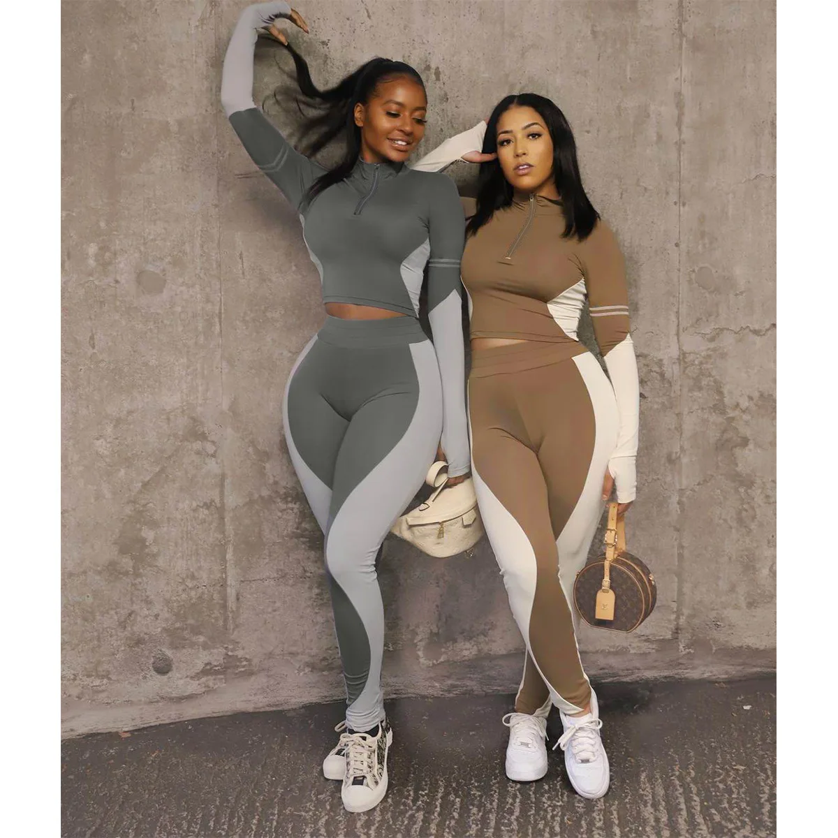 Wholesale Two Piece Sets Woman Fall Winter Fashion Patchwork Half Zipper Tracksuits Sportswear Pants 2 Piece Set For Women
Wholesale Two Piece Sets Woman Fall Winter Fashion Patchwork Half Zipper Tracksuits Sportswear Pants 2 Piece Set For Women