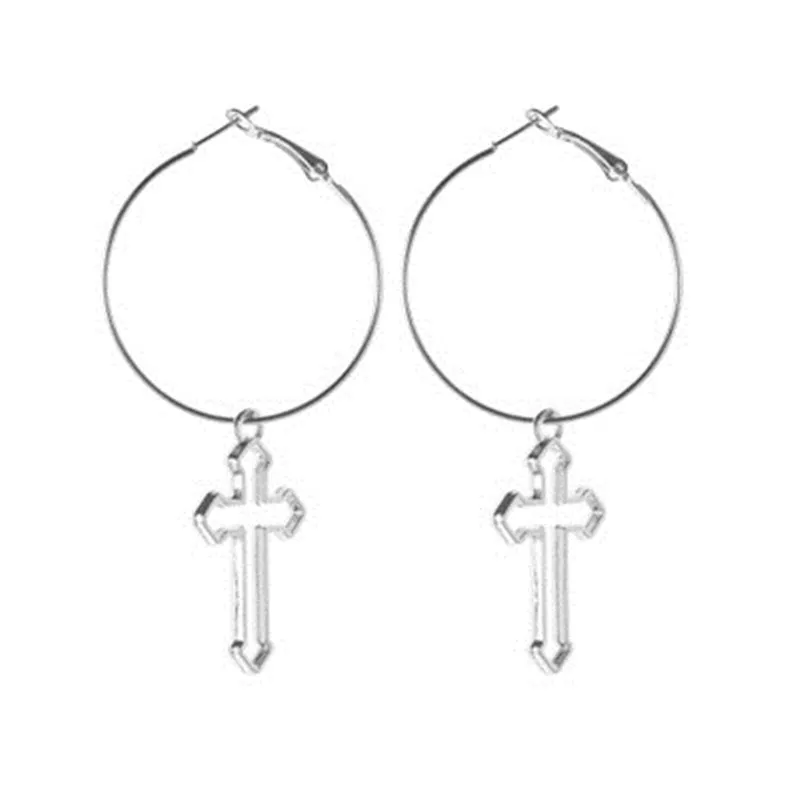 Punk Hollow Cross Pendant Dangle Earrings For Women Minimalist Silver Color Round Circle Drop Dangle Earring Ear Jewelry Gifts, Gold, silver
Punk Hollow Cross Pendant Dangle Earrings For Women Minimalist Silver Color Round Circle Drop Dangle Earring Ear Jewelry Gifts, Gold, silver