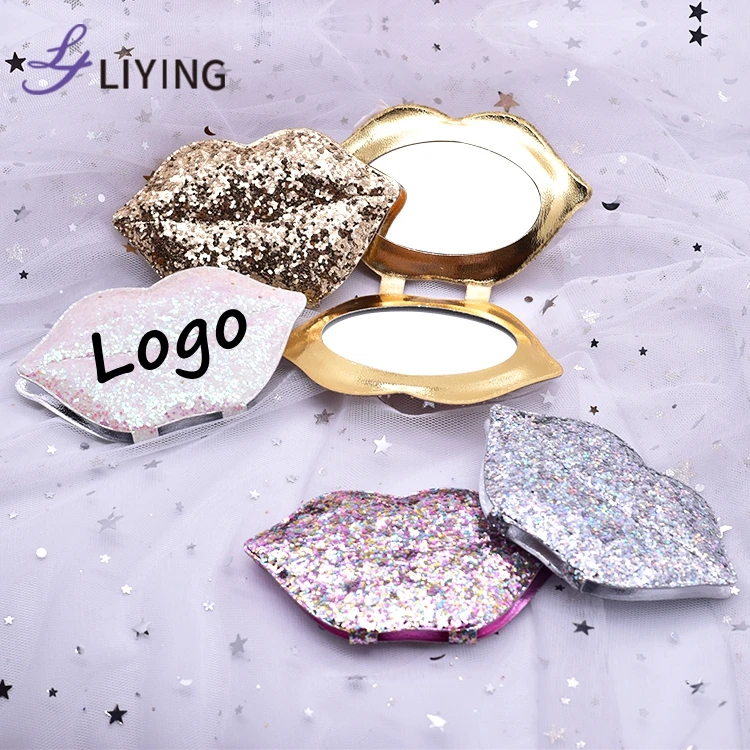 Hot selling custom logo glitter lip shape small mirror private label glitter compact pocket makeup mirror, White/pink/sliver/gold
Hot selling custom logo glitter lip shape small mirror private label glitter compact pocket makeup mirror, White/pink/sliver/gold