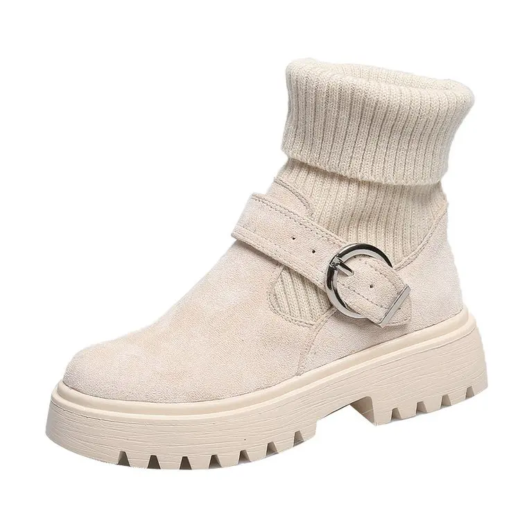 Woollen Martin boots women's two wear autumn and winter 2021 new British style belt buckle plus velvet thick-soled ankle boots, White black
Woollen Martin boots women's two wear autumn and winter 2021 new British style belt buckle plus velvet thick-soled ankle boots, White black