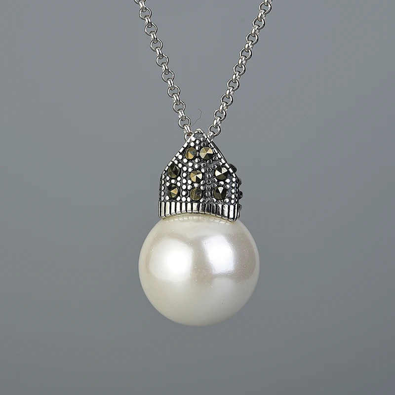 Women Retro Jewelry 2019 sterling silver natural freshwater pearl necklace, As photo
Women Retro Jewelry 2019 sterling silver natural freshwater pearl necklace, As photo