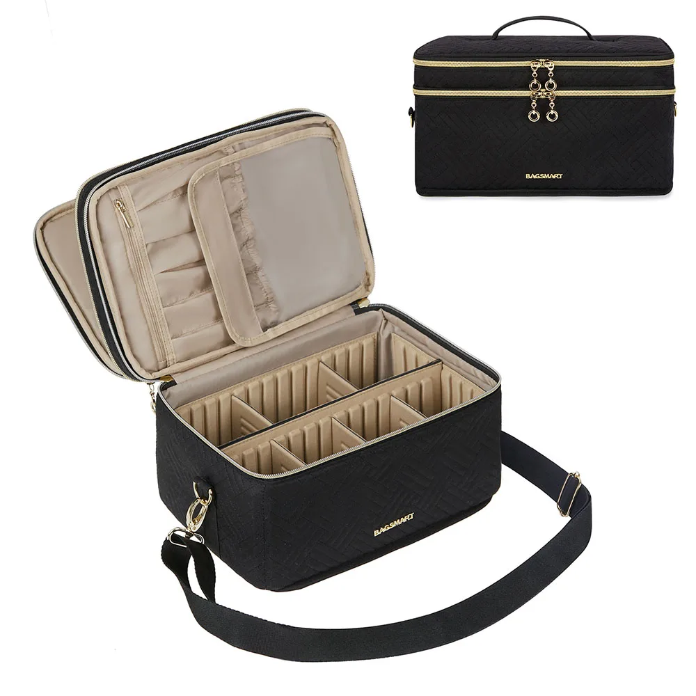 Bagsmart Travel Size Toiletries Black Cosmetics Bag Women Makeup Organizer Custom Logo Makeup Accessories Pouch Bag Make Up Box, Black/pink
Bagsmart Travel Size Toiletries Black Cosmetics Bag Women Makeup Organizer Custom Logo Makeup Accessories Pouch Bag Make Up Box, Black/pink