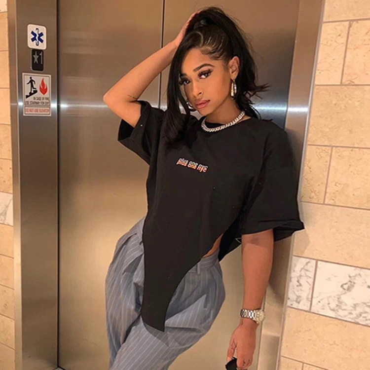 Sexy Casual Summer Irregular Letter Printed T Shirt Girls Clothes Short Sleeve T Shirts Women T-Shirt Tops Tee For Ladies-PT, Black
Sexy Casual Summer Irregular Letter Printed T Shirt Girls Clothes Short Sleeve T Shirts Women T-Shirt Tops Tee For Ladies-PT, Black