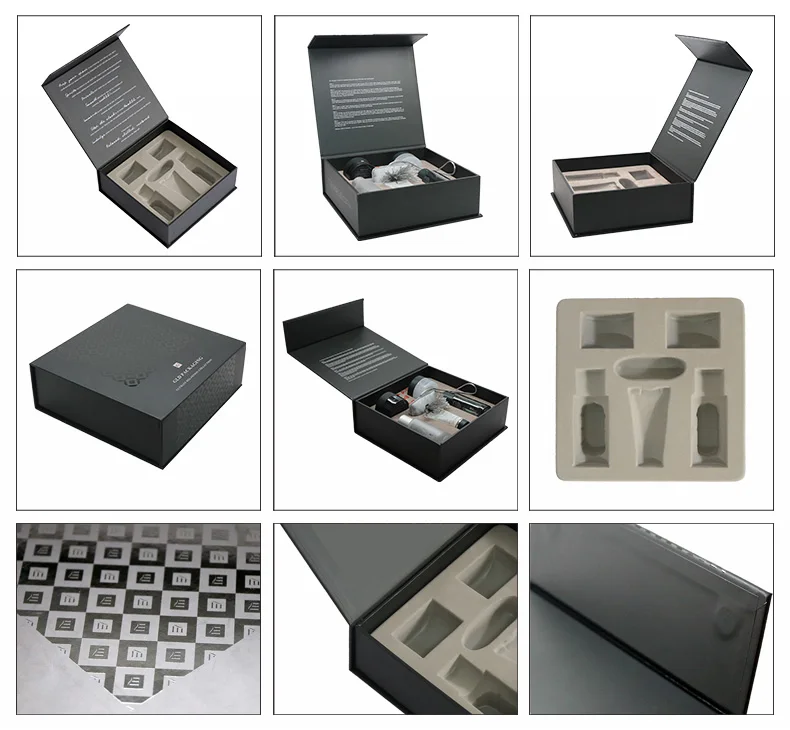 custom black magnetic closure cardboard packaging paper gift box