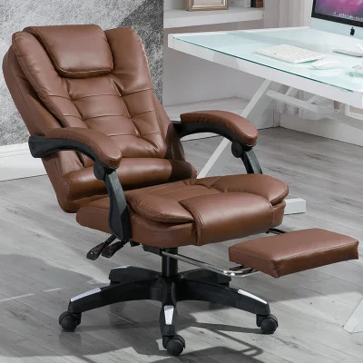 High-Back Simple Luxury Leather Boss Office Chair with massage function.