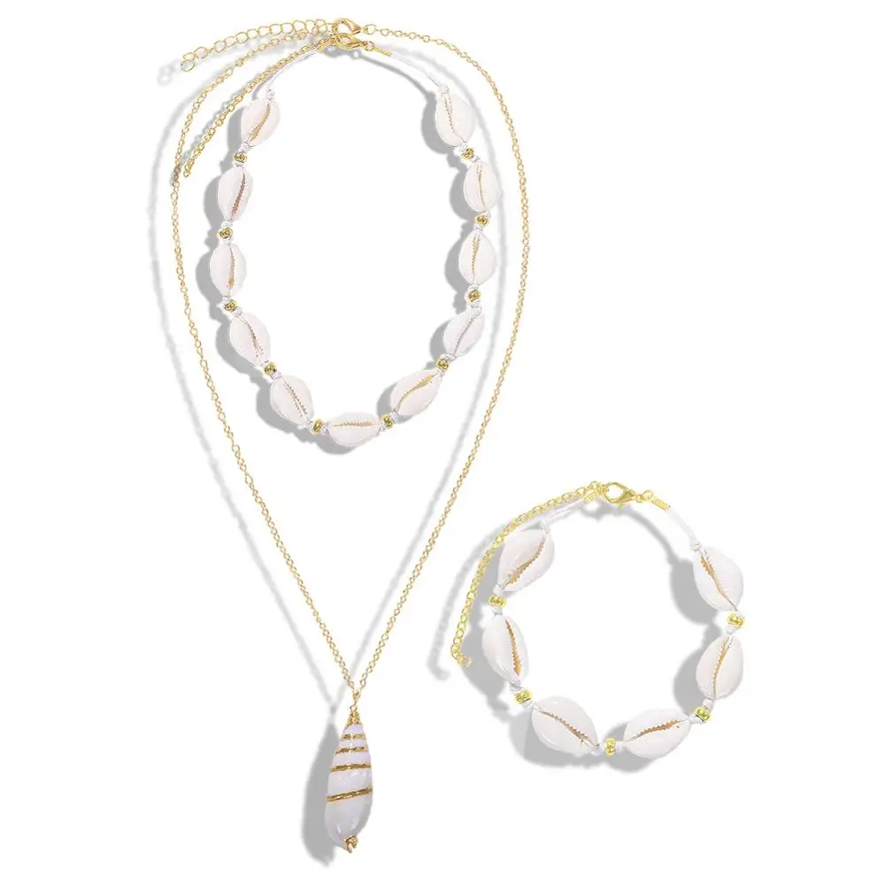3pcs/set Bohemian Beach Natural Conch Shell Necklace Cowrie Shell Bracelet Sea Shell Necklace with Adjustable Chain
3pcs/set Bohemian Beach Natural Conch Shell Necklace Cowrie Shell Bracelet Sea Shell Necklace with Adjustable Chain