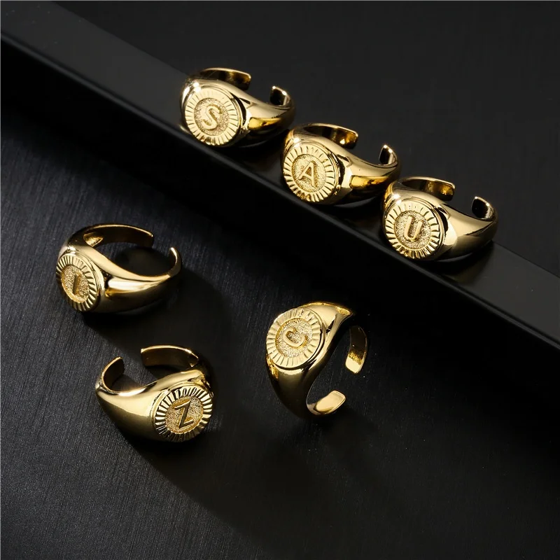 2021 Hot Selling Jewelry A-Z 26 Initial Big Letter Adjustable Alphabet Brass 18k Gold Plated Open Rings For Women Men
2021 Hot Selling Jewelry A-Z 26 Initial Big Letter Adjustable Alphabet Brass 18k Gold Plated Open Rings For Women Men