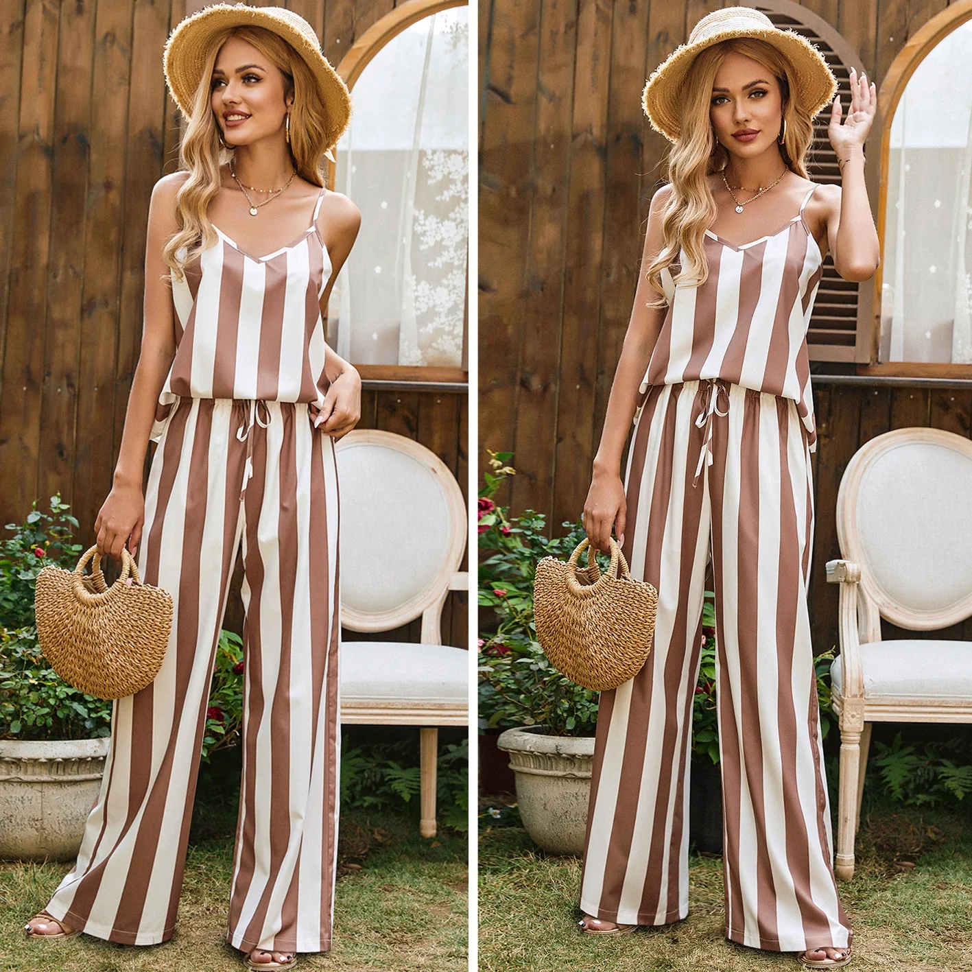Dropshipping Summer Holiday Latest Design V-Neck Spaghetti-Strap Woman Two Piece Sets Woman Clothing Sets
Dropshipping Summer Holiday Latest Design V-Neck Spaghetti-Strap Woman Two Piece Sets Woman Clothing Sets