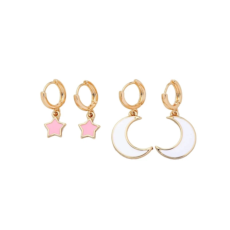 2020 New Creative Pink Enamel Star and White Enamel Moon Two Sided Earrings, White,pink,customized color
2020 New Creative Pink Enamel Star and White Enamel Moon Two Sided Earrings, White,pink,customized color