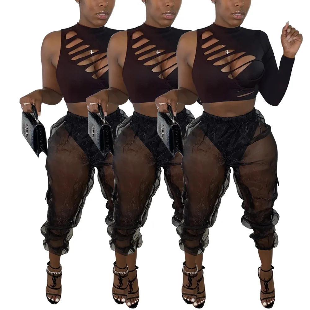 Women's Hot Sale Casual Hollow Out Crop Top See Through Pants Two Piece Outfit Suits Track Suit Two Piece Pants Sets
Women's Hot Sale Casual Hollow Out Crop Top See Through Pants Two Piece Outfit Suits Track Suit Two Piece Pants Sets