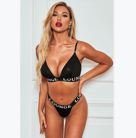 AYP9001 Sexy deep V sling three-point sexy lingerie women's letter printing sexy 2-piece set
AYP9001 Sexy deep V sling three-point sexy lingerie women's letter printing sexy 2-piece set