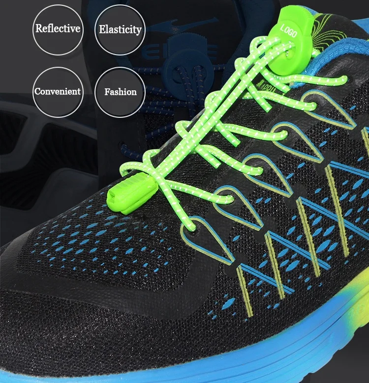 Customizable LOGO buckle lock shoelace elastic 3m reflective round lazy sports no tie shoe laces, Picture color or custom
Customizable LOGO buckle lock shoelace elastic 3m reflective round lazy sports no tie shoe laces, Picture color or custom