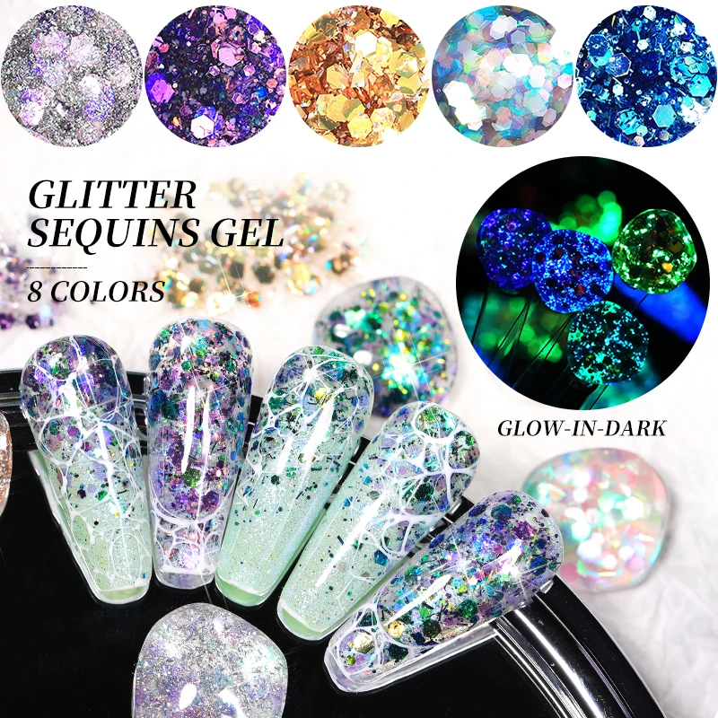 BORN PRETTY Glitter Sequins Nail Gel Polish 5g Fine Glow in the Dark Semi Permanent Gel Varnish For Manicure Nail Art Design
BORN PRETTY Glitter Sequins Nail Gel Polish 5g Fine Glow in the Dark Semi Permanent Gel Varnish For Manicure Nail Art Design