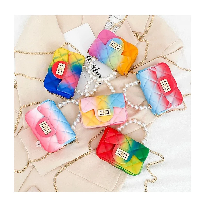 Wholesale Brand Designer Rainbow Ladies Handbag Fashion Women Jelly Purses bags Chain Bag Mini Girls Shoulder Messenger Bag
Wholesale Brand Designer Rainbow Ladies Handbag Fashion Women Jelly Purses bags Chain Bag Mini Girls Shoulder Messenger Bag