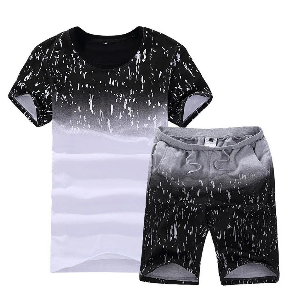 Manufacturer wholesale men's short-sleeved T-shirt casual running half-sleeved sports suit large size beach two-piece suit
Manufacturer wholesale men's short-sleeved T-shirt casual running half-sleeved sports suit large size beach two-piece suit