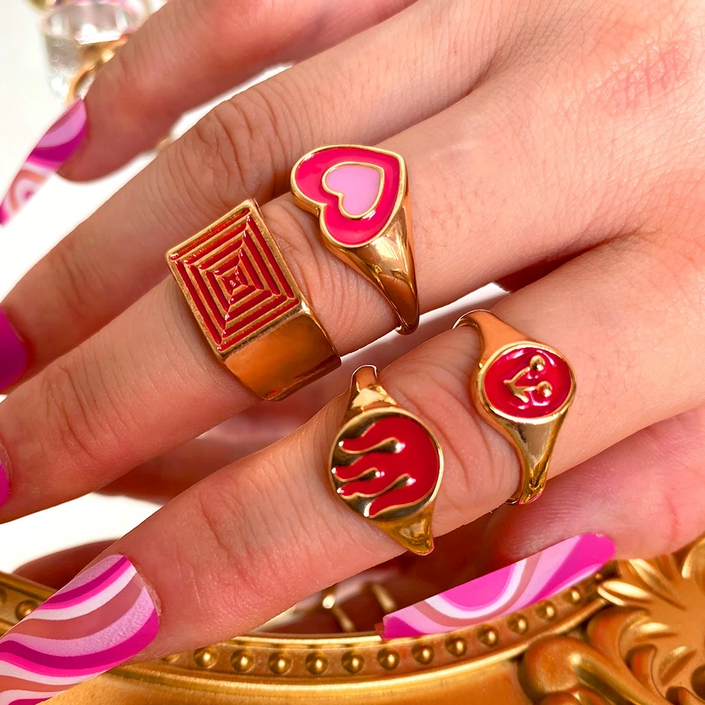 2021 Women's Jewelry Red Color Gold Plated Enamel Striped Flame Cherry Double Heart Chunky Rings
2021 Women's Jewelry Red Color Gold Plated Enamel Striped Flame Cherry Double Heart Chunky Rings