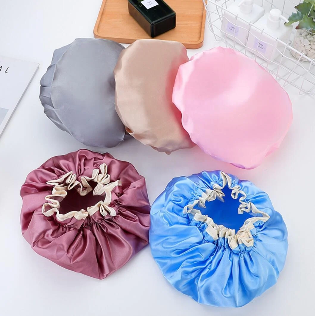 Double-layer thick waterproof bath hat can be customized printing bath hat, As picture show 
Double-layer thick waterproof bath hat can be customized printing bath hat, As picture show