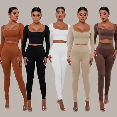 hot sale 2021 Solid Color Long Sleeve Casual Crop Top women's T-shirt slim sport suit women clothing two pieces set, Can provide different swatchbooks to choose colors
hot sale 2021 Solid Color Long Sleeve Casual Crop Top women's T-shirt slim sport suit women clothing two pieces set, Can provide different swatchbooks to choose colors