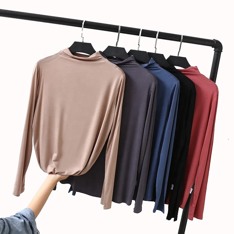 2020 New Fashion Cotton Women Long Sleeve Tshirts Half Turtleneck Plus Size Tshirt Femme Solid Color Soft Tee Shirts Women, 5 solid colors as shown
2020 New Fashion Cotton Women Long Sleeve Tshirts Half Turtleneck Plus Size Tshirt Femme Solid Color Soft Tee Shirts Women, 5 solid colors as shown