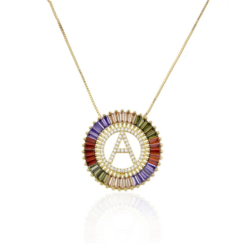 New Arrival Gold Bronze Micro Set Rainbow CZ Cubic Zirconia A-Z Initial Name Letter Pendant Necklace For Woman, Gold color
New Arrival Gold Bronze Micro Set Rainbow CZ Cubic Zirconia A-Z Initial Name Letter Pendant Necklace For Woman, Gold color
