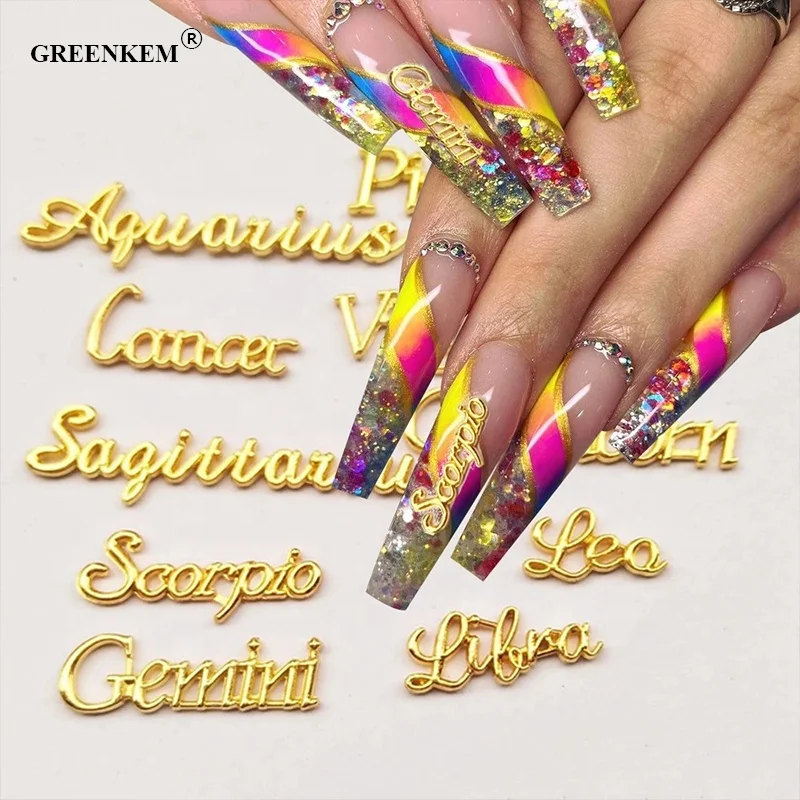 GREENKEM Beauty Top Newest Style 12 Constellations Nail Gold Plated Zirconia Letter Charms
GREENKEM Beauty Top Newest Style 12 Constellations Nail Gold Plated Zirconia Letter Charms