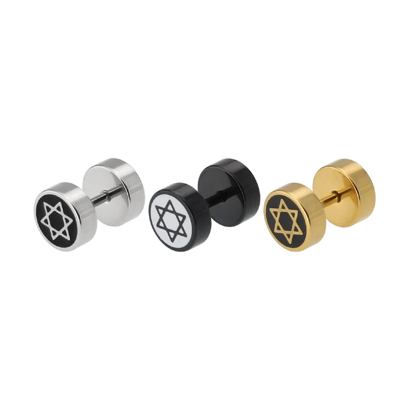 Titanium Steel Stainless Steel Barbell Bilateral Drop Tape Hexagonal Star Stud Earrings Ear Jewelry Personality gold plated, Picture
Titanium Steel Stainless Steel Barbell Bilateral Drop Tape Hexagonal Star Stud Earrings Ear Jewelry Personality gold plated, Picture