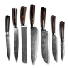 Kitchen Chef Knives Set 7 PCS Japanese Damascus Laser Pattern Slicing Santoku Tool 7CR17 440C High Carbon Steel New Hot