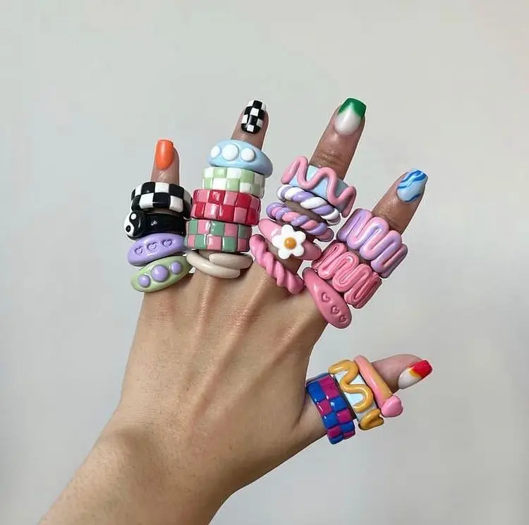 Wholesale Newest twist funny Fashion handmade chunky cute polymer clay ring colorful
Wholesale Newest twist funny Fashion handmade chunky cute polymer clay ring colorful