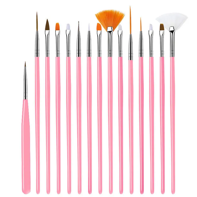 Custom 15pcs Professional Nylon Plastic Handle Acrylic Gel Liner Pink Nail Paint Art Brush Sets, Black
Custom 15pcs Professional Nylon Plastic Handle Acrylic Gel Liner Pink Nail Paint Art Brush Sets, Black