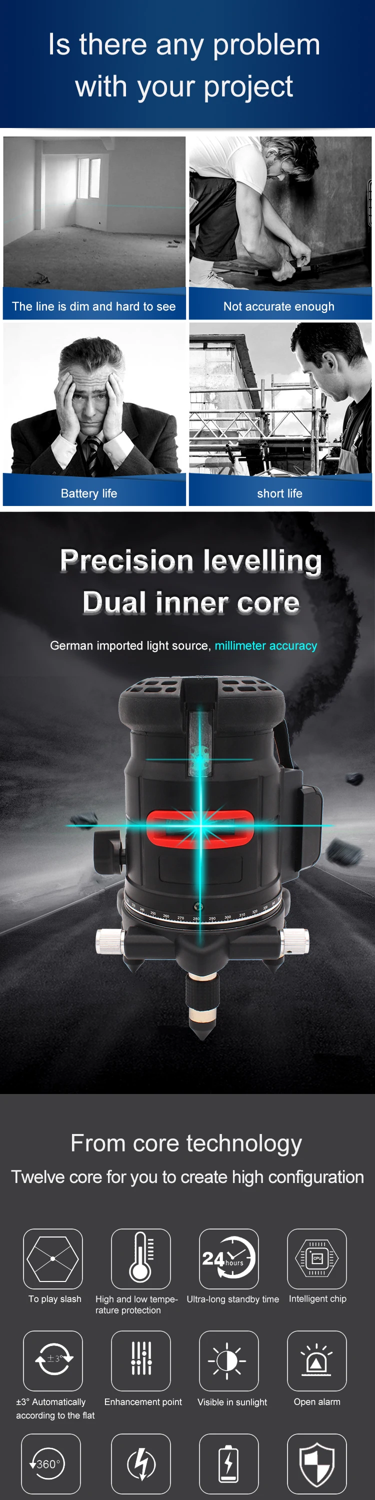 360 blue self leveling laser level