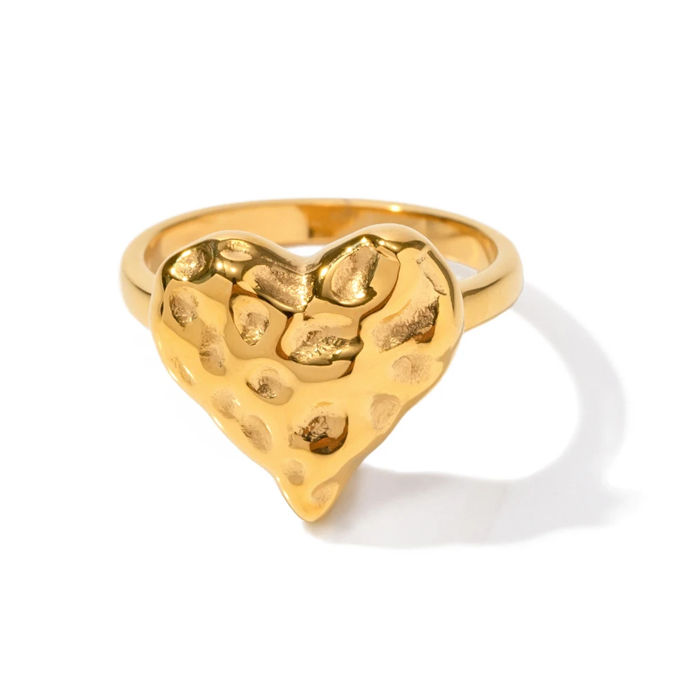 Stainless Steel 18K Gold Plated Jewelry Gift Waterproof Hammered Texture Heart Rings for Girls
Stainless Steel 18K Gold Plated Jewelry Gift Waterproof Hammered Texture Heart Rings for Girls