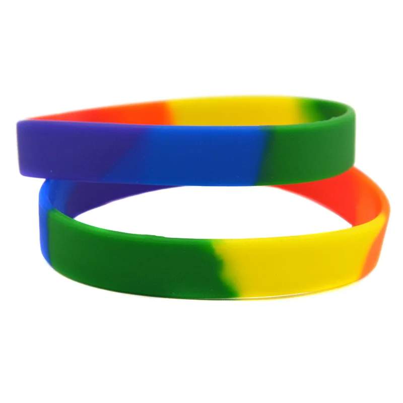 Pcs Rainbow Color Plain Silicone Wristband Gay Pride Bracelet