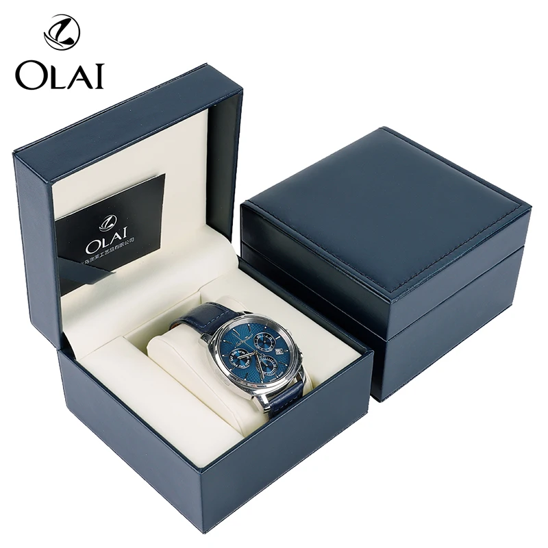 

Custom Logo single dark blue pu leather Men Watch Box in Stock Low MOQ Prompt Delivery Within 7 Days