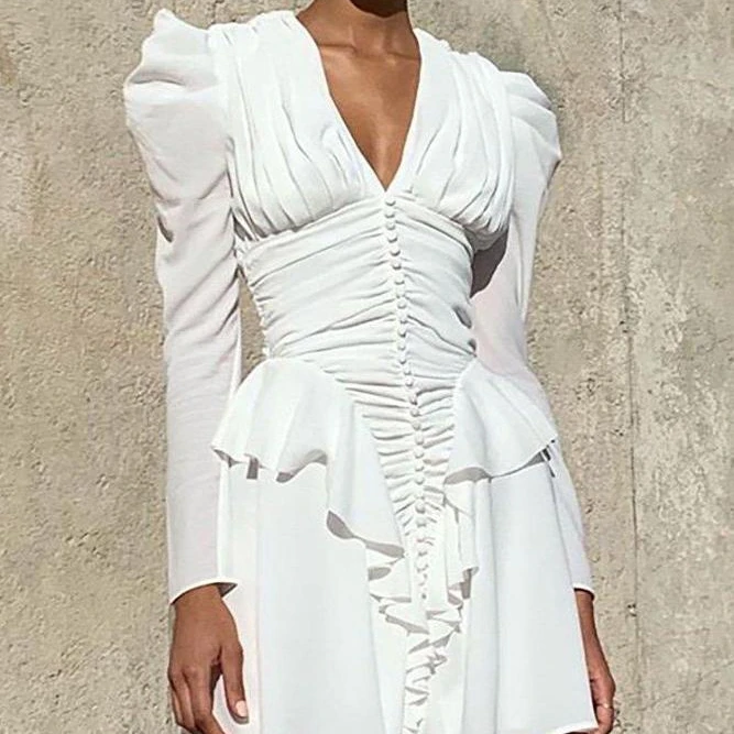 2020 new arrivals spring collection V neck bubble sleeve women ruched casual dresses
2020 new arrivals spring collection V neck bubble sleeve women ruched casual dresses
