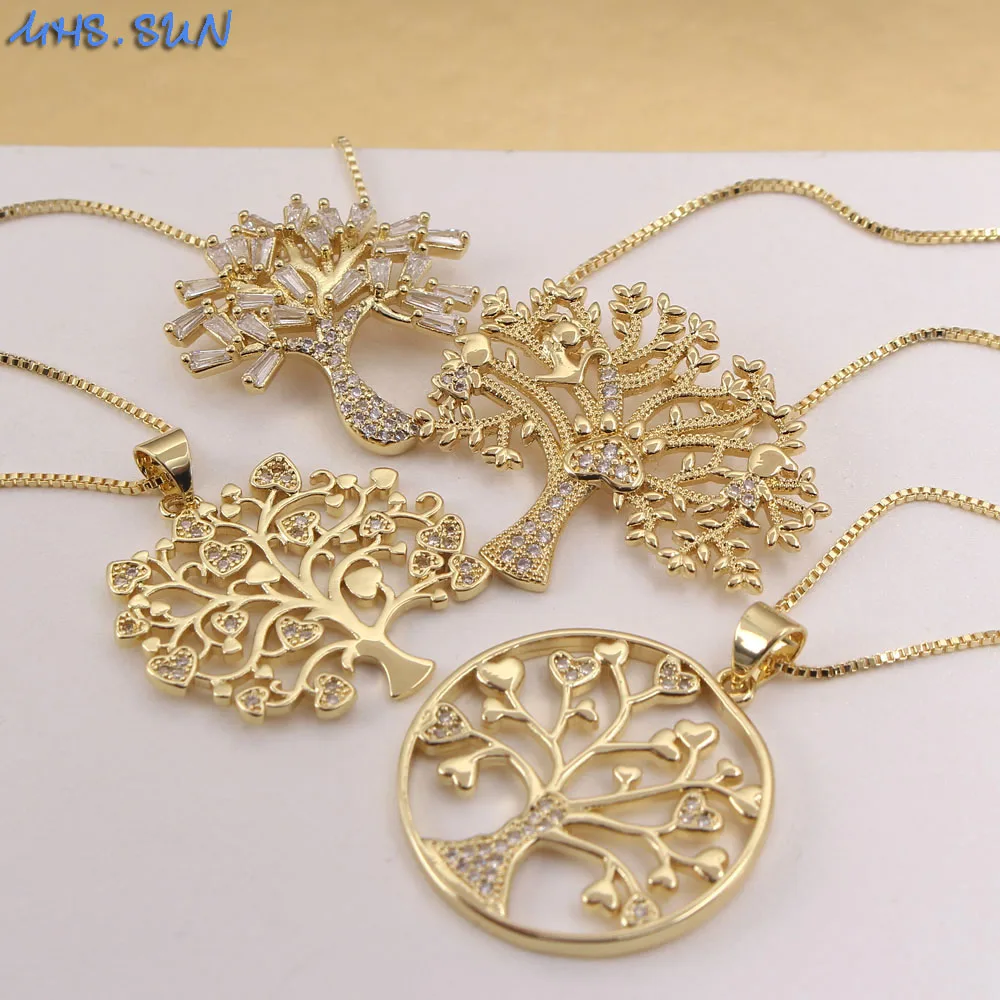 MHS.SUN Fashion Zircon Life Tree Pendant Necklace Women Girls Vintage Chain Necklace Gold Color Party Jewelry Wholesale New
MHS.SUN Fashion Zircon Life Tree Pendant Necklace Women Girls Vintage Chain Necklace Gold Color Party Jewelry Wholesale New